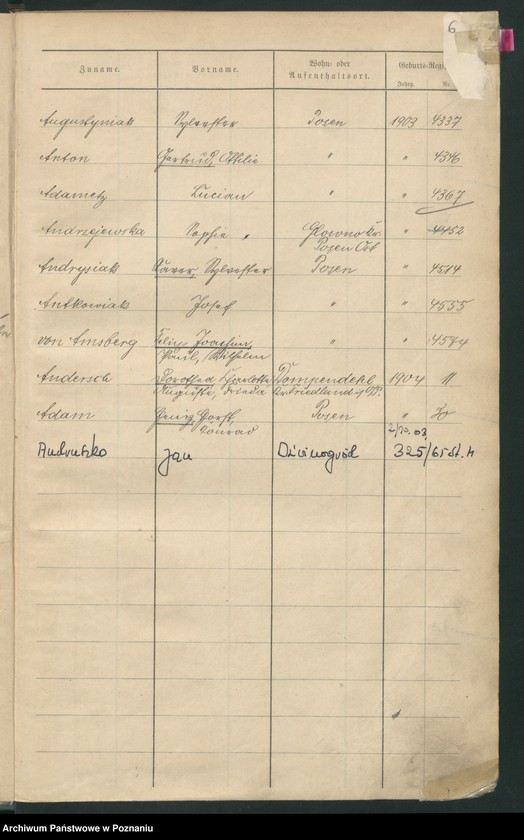 Obraz 9 z jednostki "Skorowidz urodzeń"