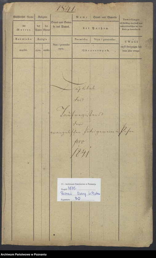 Obraz 2 z jednostki "Duplikat des Taufregisters"