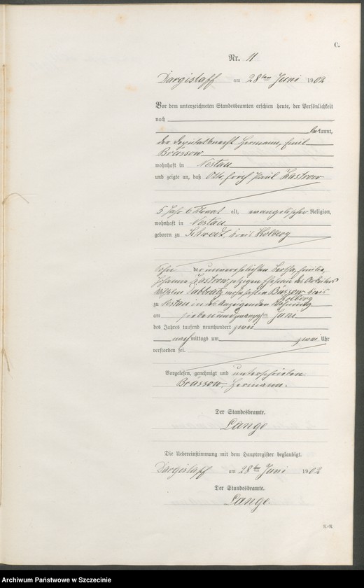 Obraz 14 z jednostki "Sterbe-Register (Neben-Register)"