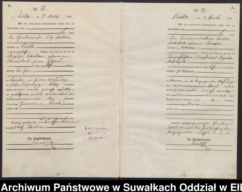 image.from.unit.number "Geburts-Haupt-Register des Königlichen Preussischen Standes-Amtes Bialla Kreis Johannisburg"