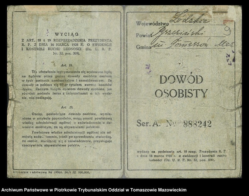 image.from.unit.number "Dowodów osobistych od nr 531 do 750. Tom IV"