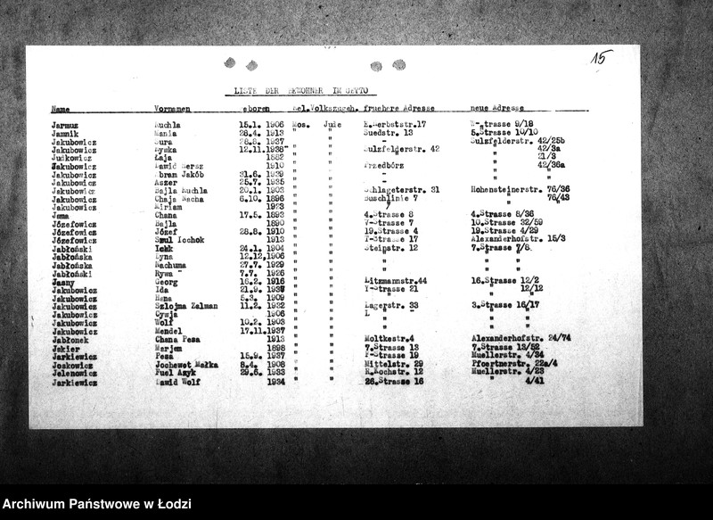 Obraz 18 z jednostki "[Alfabetyczny spis mieszkańców getta. Litera J]"