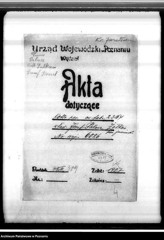 Obraz 4 z jednostki "Gospodarstwo rolne Józefa Palacza, maj. Żółków pow. jarociński nr woj. kotła 6026"