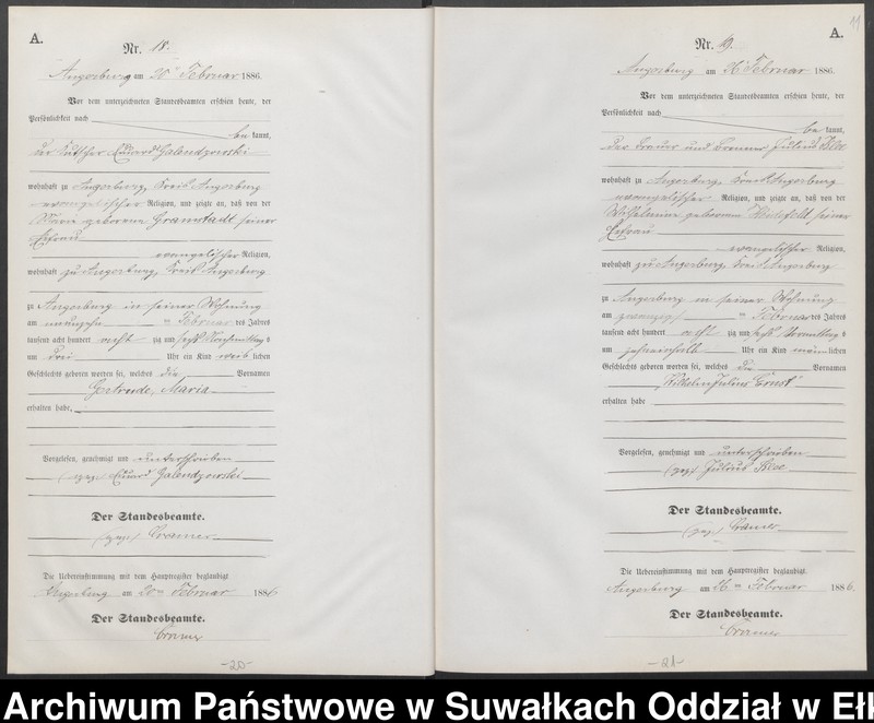 image.from.unit.number "Geburts-Neben-Register des Preussischen Standes-Amtes Angerburg Kreis Angerburg"