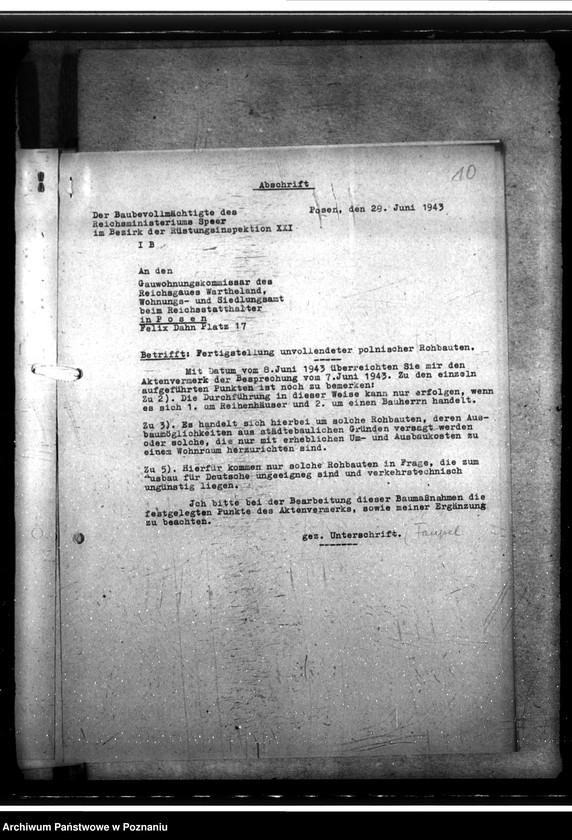 Obraz 15 z jednostki "Fertigstellung unvollendeter polnischer Rohbauten. Grundstücksverkher. Kriegswohnungsbau"