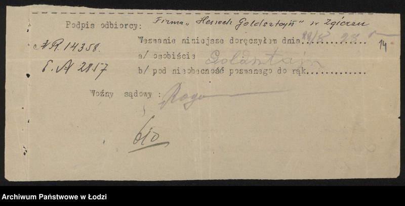 Obraz 16 z jednostki "Henoch Goldstein – sprzedaż drzewa. Zgierz"