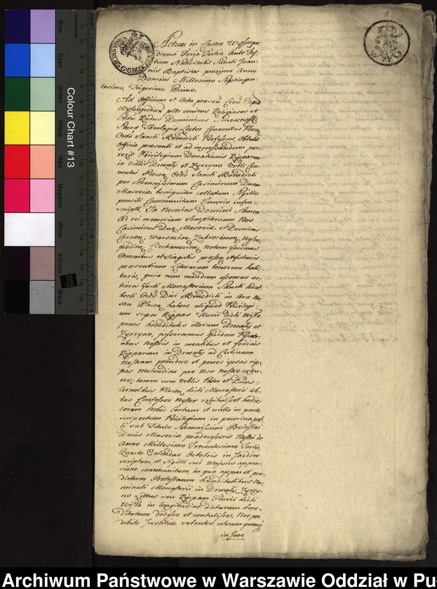 image.from.unit.number "Dwie kopie ekstraktu z ks. gr. wyszogrodzkich oblaty z 1731 roku dokumentu, w którym Kazimierz, ks. mazowiecki (1353, 15 V idibus maii - in Wyszogrod) potwierdza przywilej Bolesława, ks. mazowieckiego (1303, 28 IX quarto calendas octobris - in Jazdów), w którym książę nadaje klasztorowi benedyktynów w Płocku brzeg Wisły we wioskach Drwały i Zyrzyno"