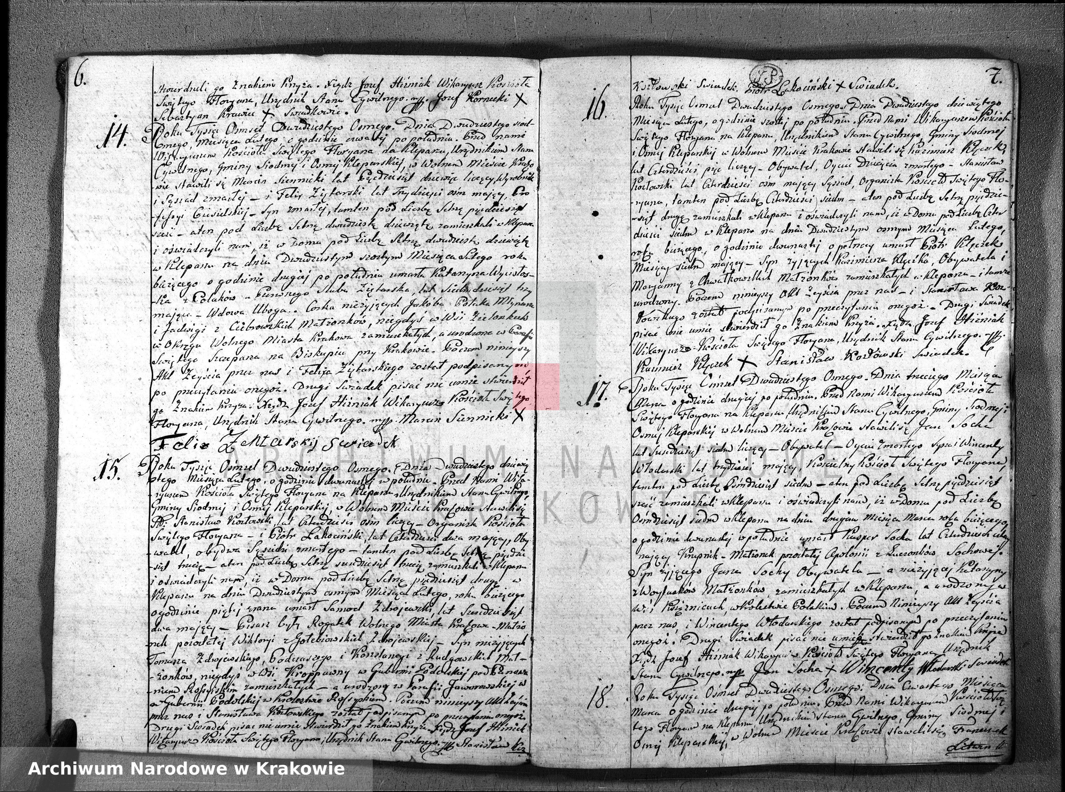 Skan z jednostki: Księga Aktów Zeyścia dla Parafii Sgo Floryana na Rok 1828