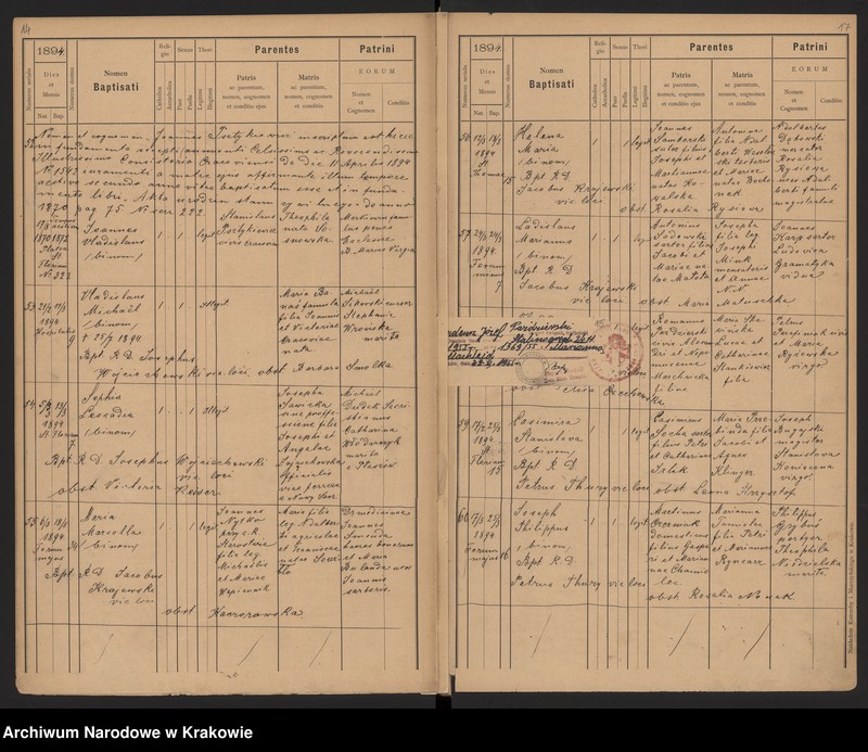 Obraz 11 z jednostki "Wtoropisy Ksiąg urodzonych par. N. P. Marii z lat 1890-1894"