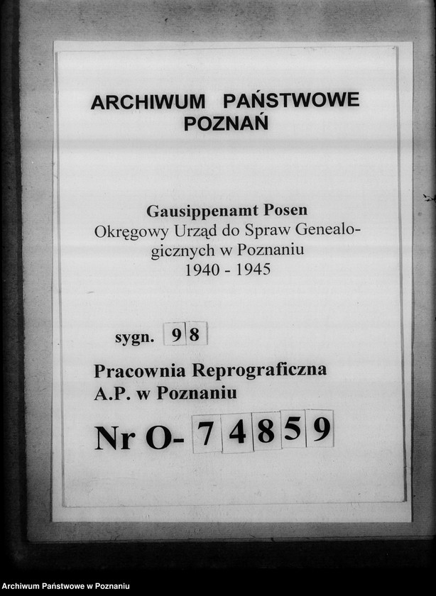 Obraz 1 z jednostki "Betrifft: Verkartung der Kirchenbücher"