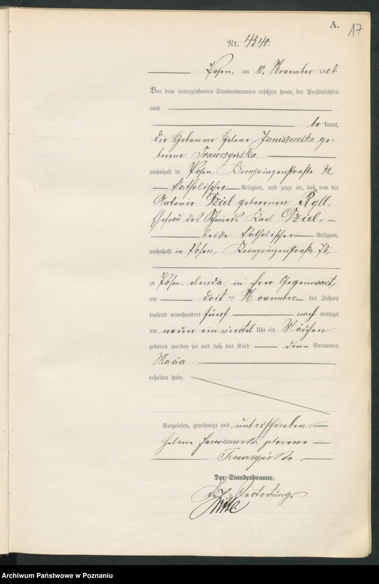 Obraz 19 z jednostki "Księga miejscowa urodzeń tom IX"