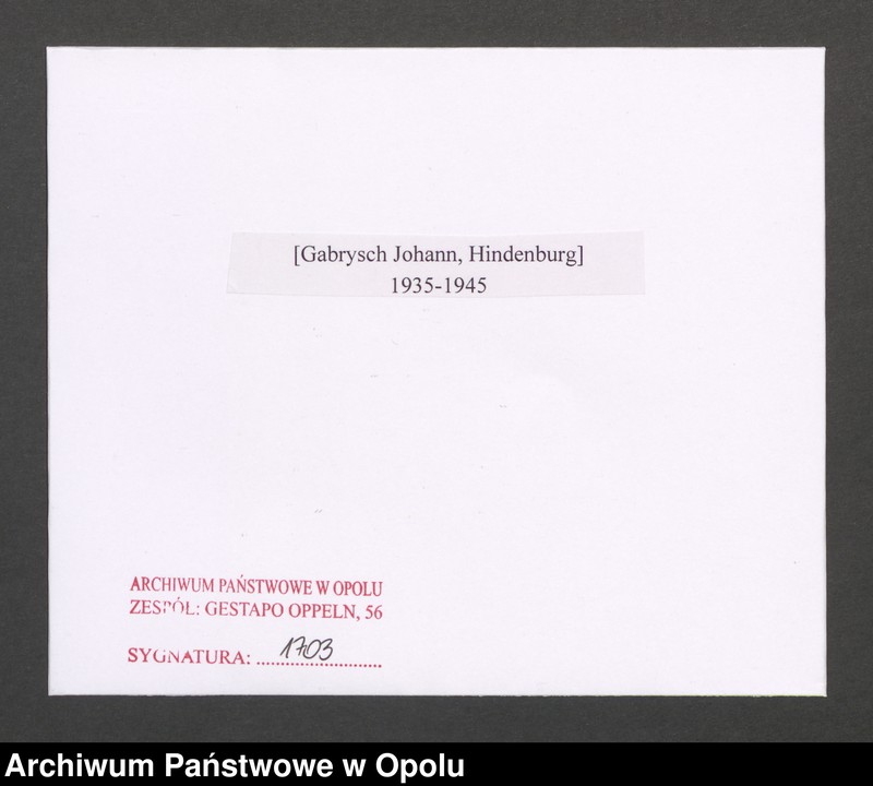 Obraz 2 z jednostki "[Gabrysch Johann, Hindenburg]"
