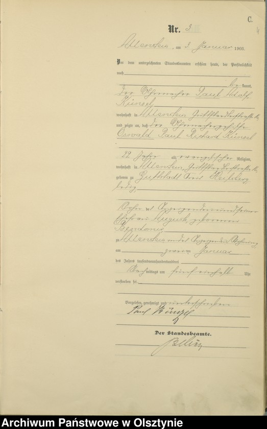 image.from.unit.number "Sterbe-Haupt-Register Tom I,Nr 1 - 395"