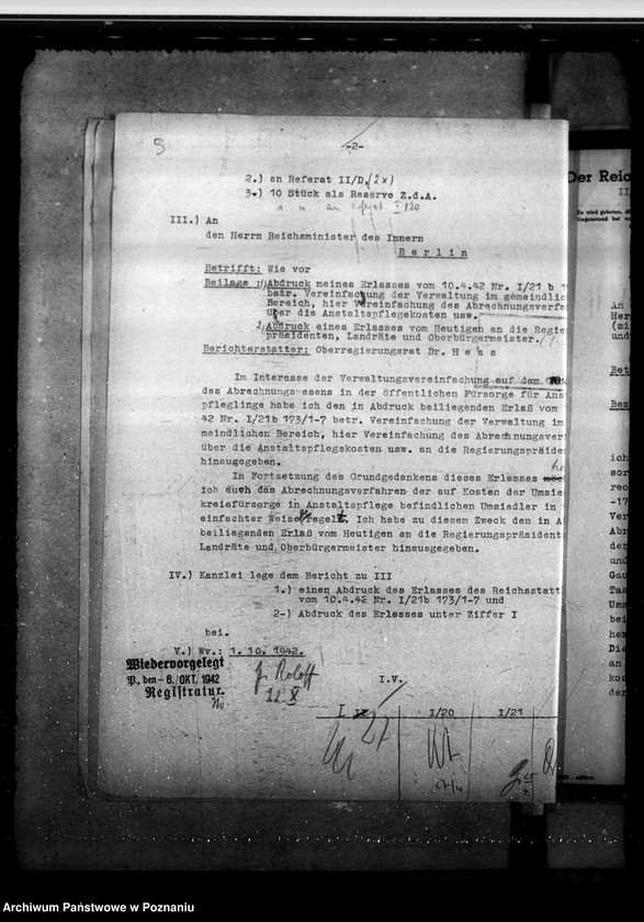 Obraz 9 z jednostki "Pflegekosten und Sonderleistungen für in den Gauheilanstalten untergebrachte Geisteskranke usw.aus der Umsiedlerkreisfürsorge"