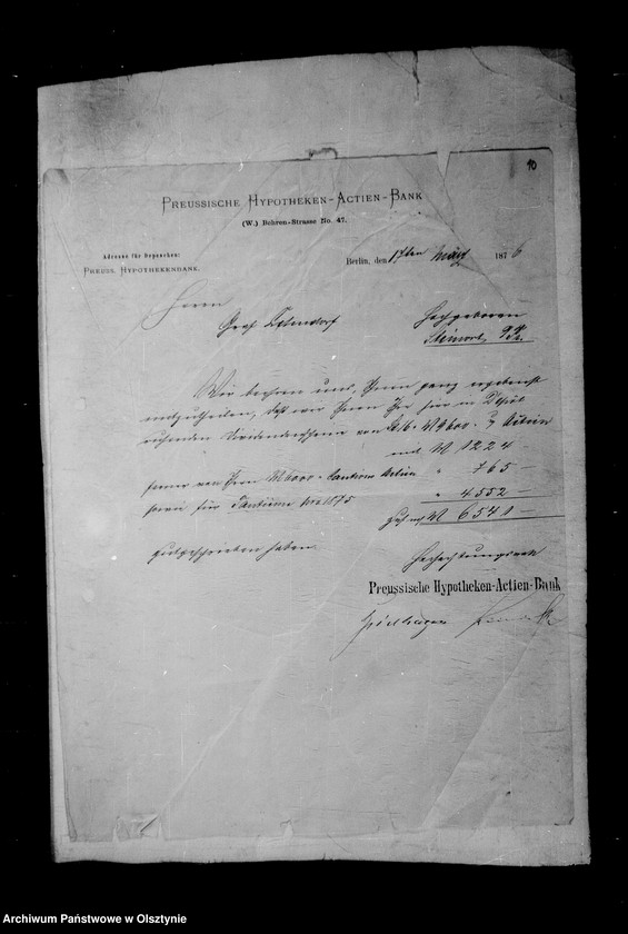 image.from.unit.number "/Akten betr. Geldgeschäfte der Lehndorff mit der Preuss. Hypotheken- Aktien- Bank, Berlin/"
