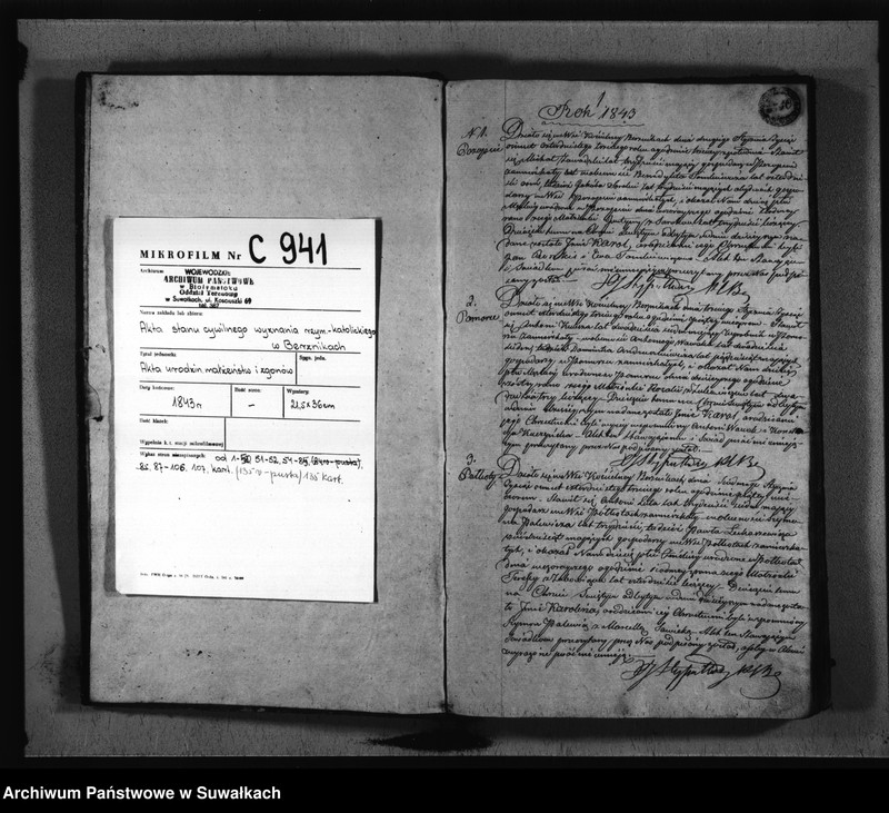 image.from.unit.number "Księga Duplikat Zaślubionych, Urodzonych i Zmarłych w Parafij Berznickiej w Roku 1843"