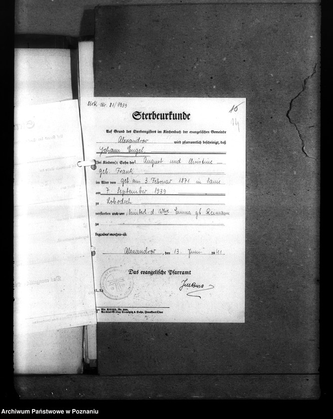 Obraz 18 z jednostki "Wykaz miejscowych Niemców, którzy zginęli w 1939 roku. Kreis Litzmannstadt (Łódź)"