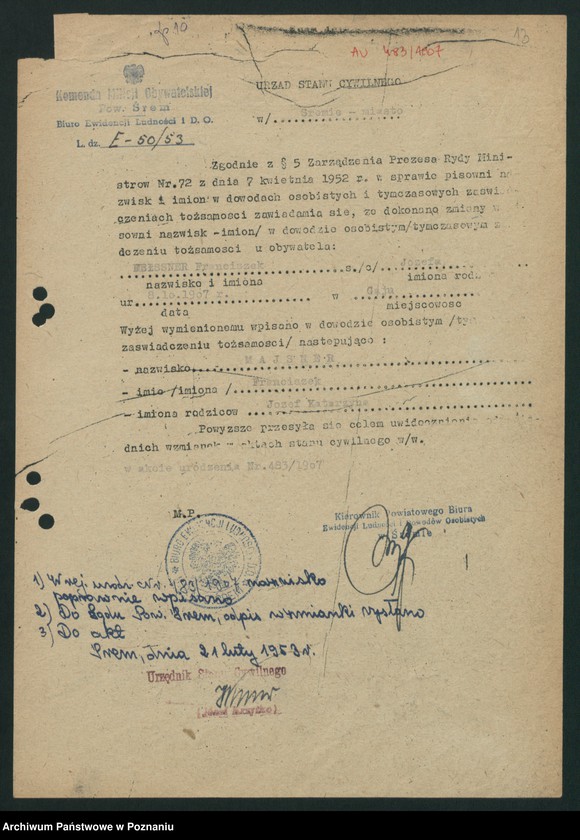 Obraz 16 z jednostki "Akta zbiorowe rejestracji stanu cywilnego do księgi urodzeń z roku 1907"