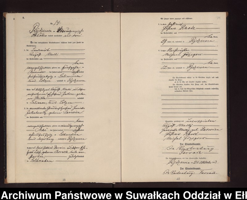 image.from.unit.number "Heirtahs-Neben-Register des Preussischen Standes-Amtes Rydzewen Kreis Lötzen"