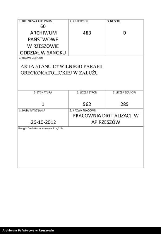 image.from.unit.number "Księga urodzeń, małżeństw, zgonów z miejscowości Wujskie i Załuż"