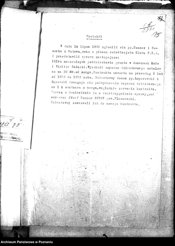 Obraz 20 z jednostki "Opcje, sprawy kolonizacyjne, przewłaszczenia, eksmisje kolonistów [organizacyjne i parcelacyjne]"