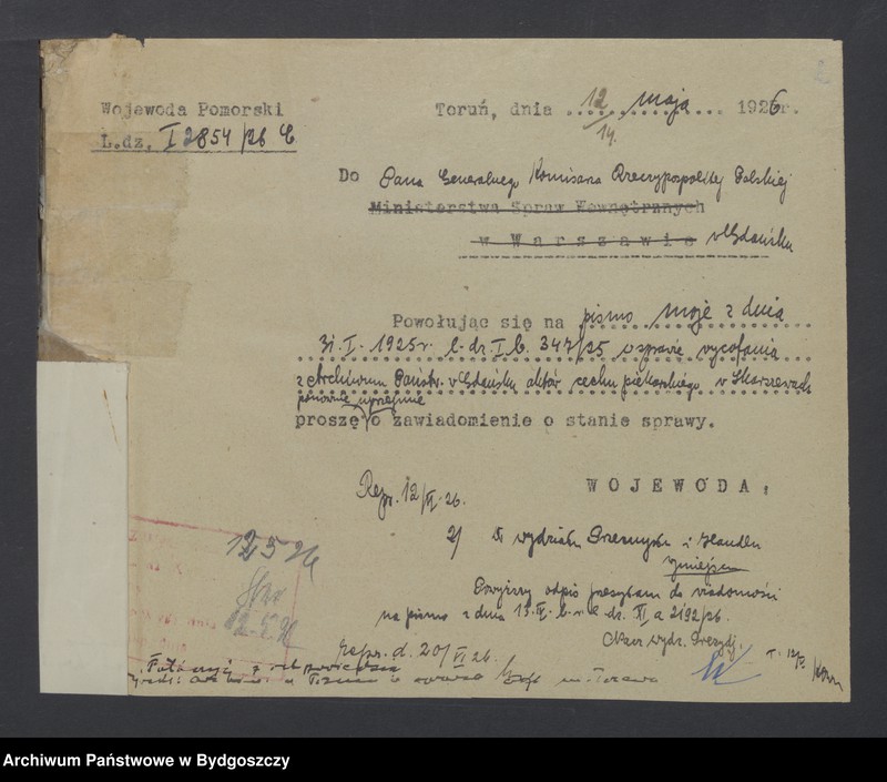 image.from.unit.number "Akta dotyczące układu z Niemcami w sprawie przekazywania akt [Układ polsko - niemiecki z dnia 22.12. 1926 r. o wydaniu akt]"