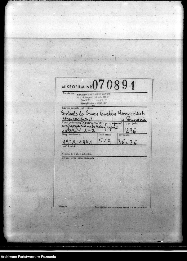 Obraz 2 z jednostki "Korespondencja w sprawie miejscowych Niemców, którzy zginęli w 1939 roku L - Z"