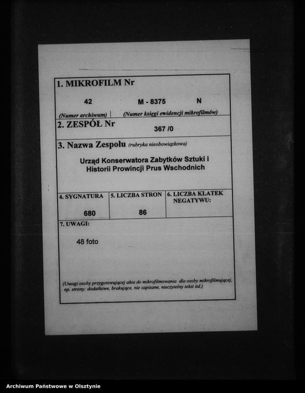 Obraz 2 z jednostki "[Inwentaryzacja zabytków w powiecie Kętrzyn] Orte Leunenburg-Fotes"