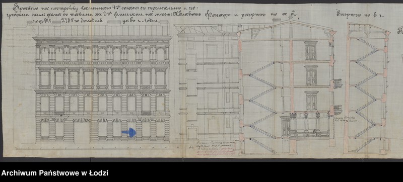 image.from.unit.number "Ob˝ utverždenìi plana na postrojku Hajmom˝ Blavatom˝ v˝ g[orode] Lodzi po Zahodnej ul[ice] pod˝ No 275a, 4h˝ ètažnago kamennago doma s˝ takimi-že fligelâmi"