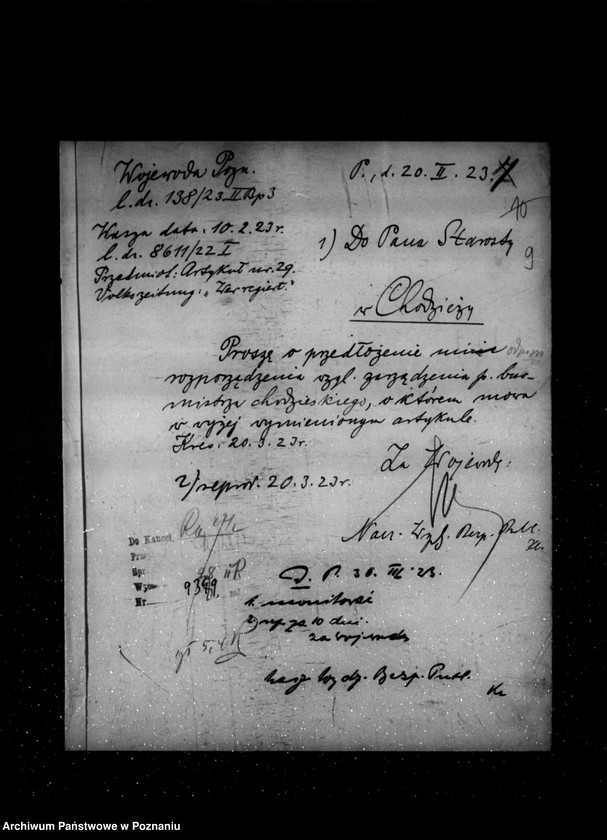 Obraz 14 z jednostki "/Rejestracja i inne sprawy związków i stowarzyszeń - korespondencja/"