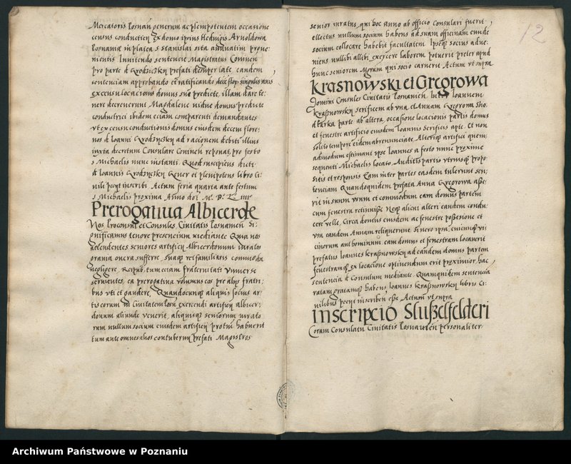 Obraz 14 z jednostki "Liber actorum civilium Posnaniensium incipitur ab feria tertia ante festum s.Mathei evangeliste anni domini 1554 usque ad annum 1556 ... sub B.W. notario."