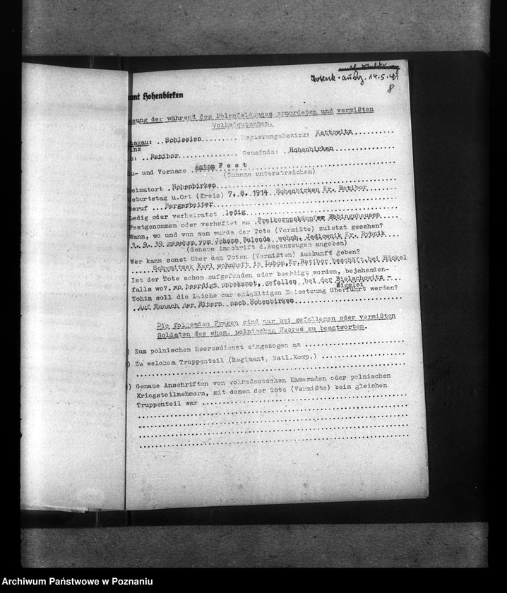 Obraz 12 z jednostki "Amtliche Meldungen Kreis Ratibor O/ S (Raciborz)"