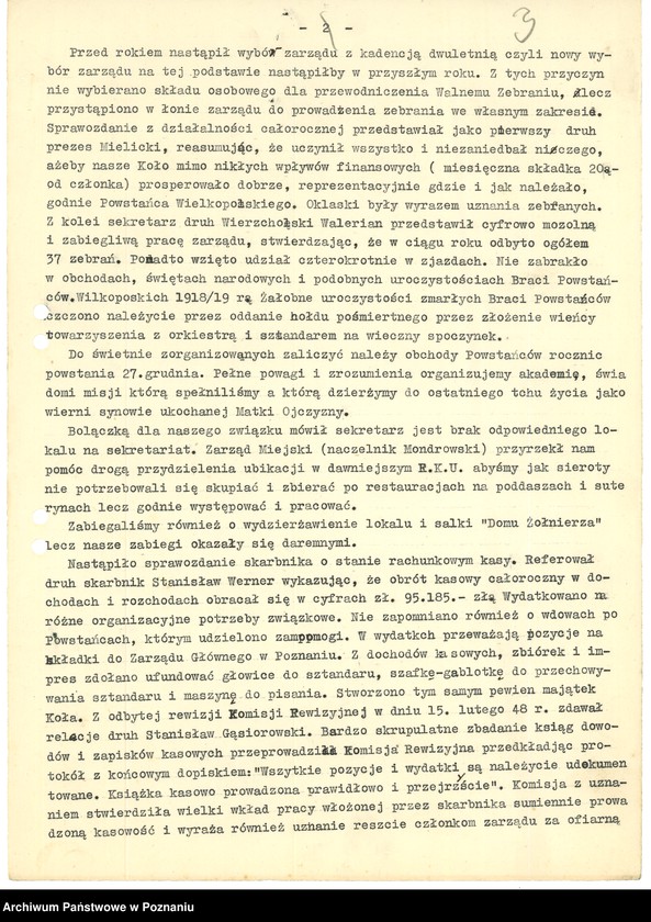 Obraz 5 z jednostki "Współdziałanie Zarządu Głównego Związku Powstańców Wielkopolskich z kołami: 1. Toruń [1948-1949] 2. Trzemeszno [1948-1949] 3. Tuchola [1949] 4. Ujście [1946-1949] 5. Wartosław [1948] 6. Wiejewo [1947] 7. Witkowo [1947] 8. Wolsztyn [1946-1949] 9. Wyrzysk [1947-1948] 10. Wysoka [1947] 11. Złotów [1947] 12. Żabikowo [1946-1949]"