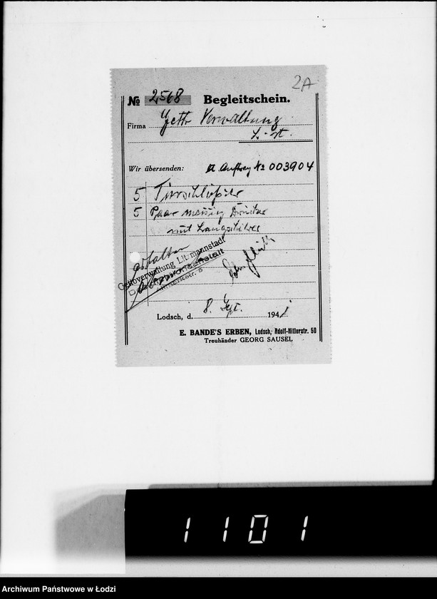 Obraz 7 z jednostki "Verschiedene. [Korespondencja w sprawie zaopatrzenia w artykuły techniczne]"