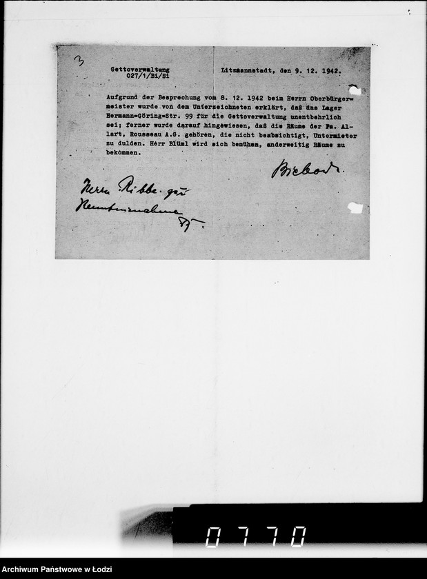 Obraz 9 z jednostki "Lager Hermann-Gör.Str.39.Herr Straube. [Korespondencja w sparwie wydania i przyjęcia towarów]"