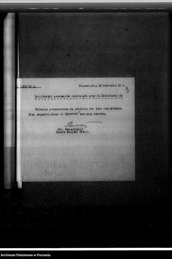 image.from.unit.number "Zatwierdzenie zakładu przemysłowego fabryki przetworów roślinnych Ignacy Pazoła w Poznaniu ul. Kościelna 52"