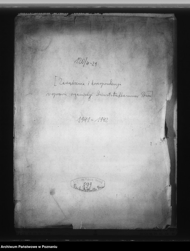 Obraz 4 z jednostki "Zarządzenia i korespondencja w sprawie organizacji Dienstarafkammer Posen"