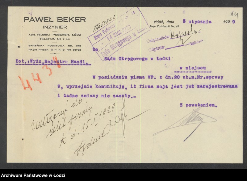 Obraz 16 z jednostki "Paweł Beker- biuro techniczno-agenturowe"