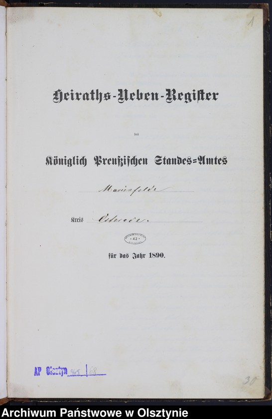 image.from.unit.number "Heiraths-Neben-Register Nr 1 - 20"