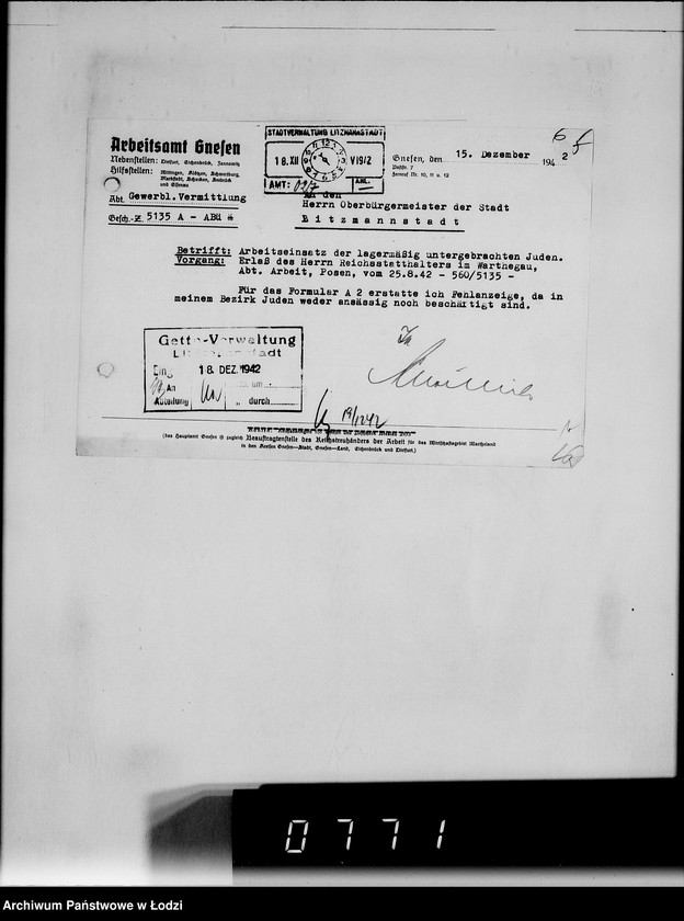 Obraz 9 z jednostki "Sonderkonto 12300. Arbeitsamt Gnesen, Arbeitsamt Hohensalza Judenlager: Montwy- (Kreis Hohensalza), Grossendorf-(Kreis Hohensalza), Bilsko, Mogilno, Olscha, Bornheim u.Schlabau, Wiesengrund, Hinterwalden, Neuwelt."