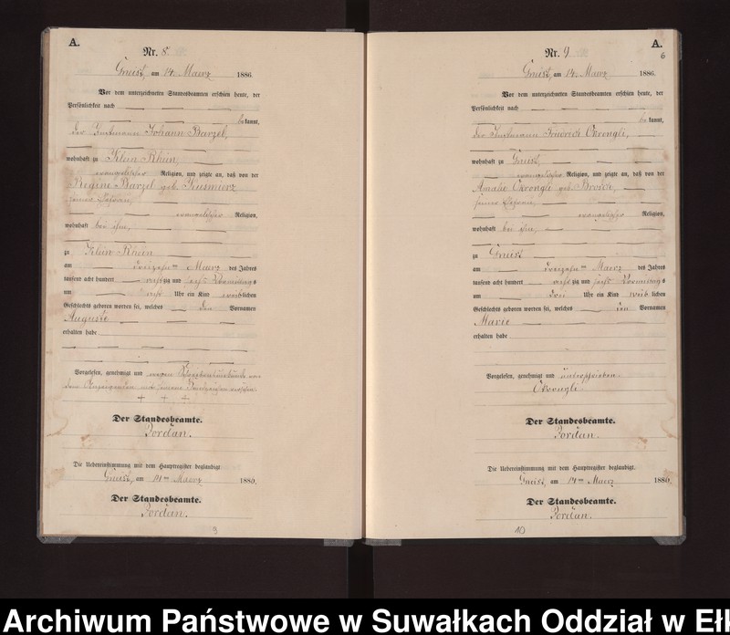 image.from.unit.number "Geburts-Neben-Register des Königlichen Preussischen Standes-Amtes Gneist Kreis Loetzen"