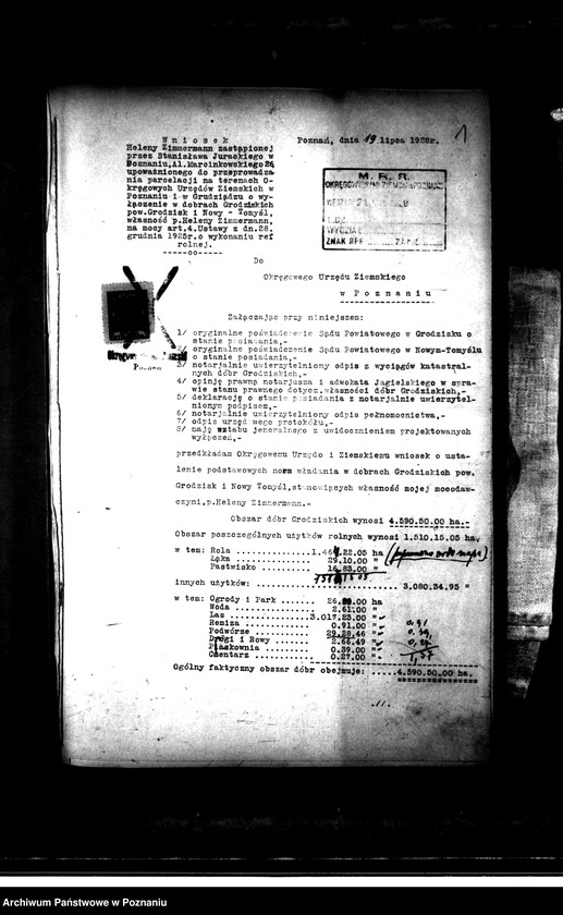 image.from.unit.number "Majątek Grodzisk powiatu nowotomyskiego wyłączenie z art. 4 i 5 ustawy o wykonaniu reformy rolnej Helena Zimmermann"
