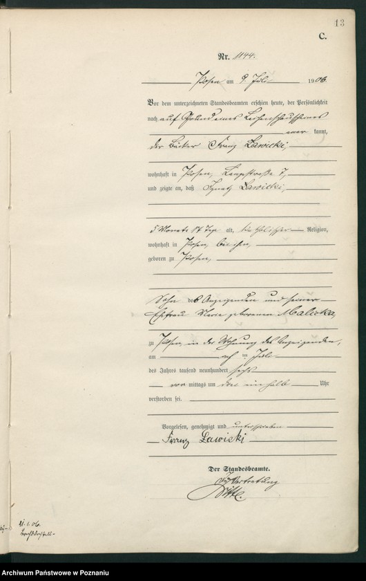 Obraz 15 z jednostki "Księga miejscowa zgonów tom III"