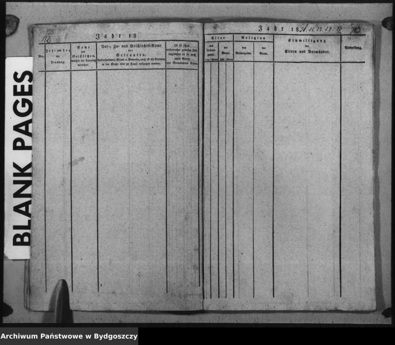 image.from.unit.number "Verzeichniss der Getrauten aus der evangel. Stadt- und Landgemeinde von Inowrazlaw Jahr 1818 bis incl. 1825"