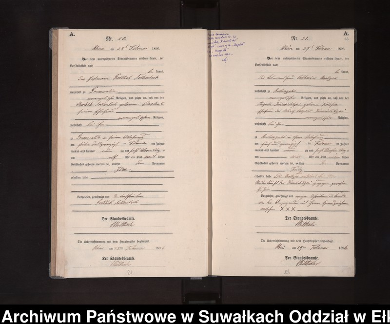 image.from.unit.number "Geburts-Neben-Register des Königlichen Preussischen Standes-Amtes Orlen in Rhein Kreis Loetzen"