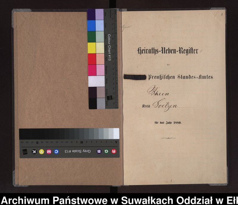 Obraz z jednostki "Heiraths-Neben-Register des Preussischen Standes-Amtes Rhein Kreis Loetzen"