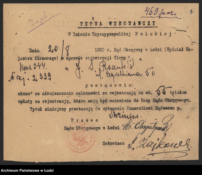 Obraz 9 z jednostki "Icek Salomon Rosenfeld- sprzedaż towarów manufakturowych"