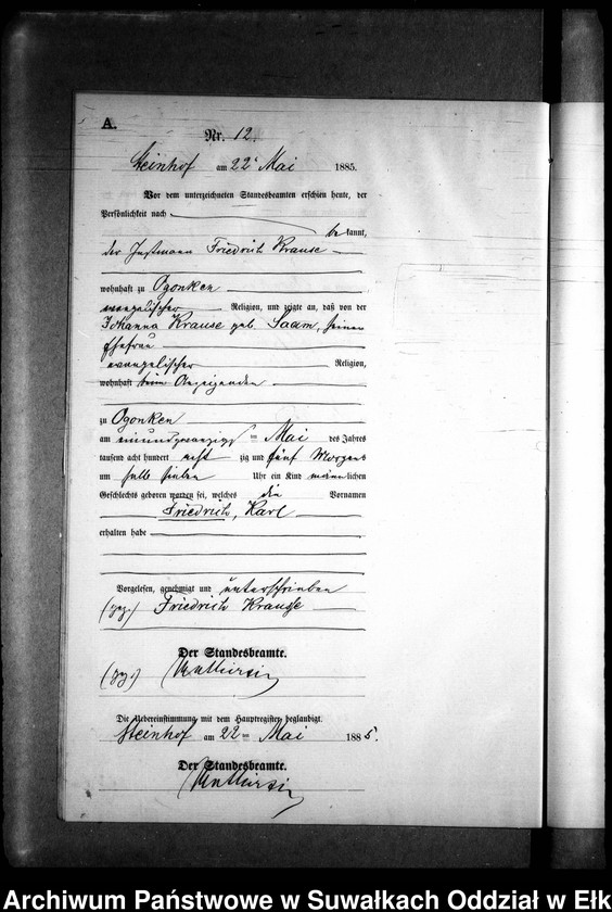 image.from.unit.number "Geburts-Neben-Register des Preussischen Standes-Amtes Gr. Strengeln Kreis Angerburg"