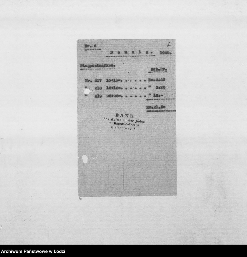 Obraz 10 z jednostki "Banken [Korespondencja PSŻ z GV i bankami niemieckimi w sprawie przekazów pieniężnych dla wsiedlonych do getta Żydów z Rzeszy]"