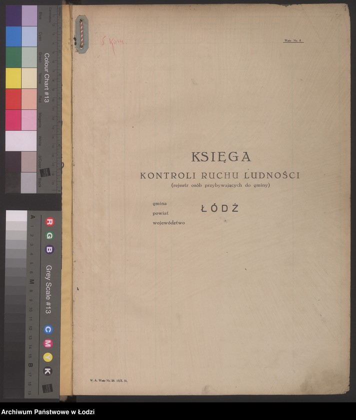 Obraz 4 z jednostki "Księga kontroli ruchu ludności (rejestr osób przybywających do gminy) Łódź, zameldowania pozaankietowe, komisariat V, nr 1-3871"